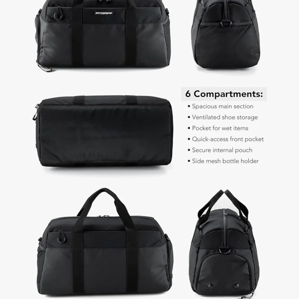 New Fitgriff Black Sports Gym V2 Duffel Bag with Shoe Compartment